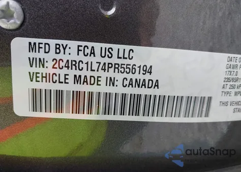 2023 Chrysler Pacifica Hybrid Touring L из США, поврежденный, VIN 2C4RC1L74PR556194